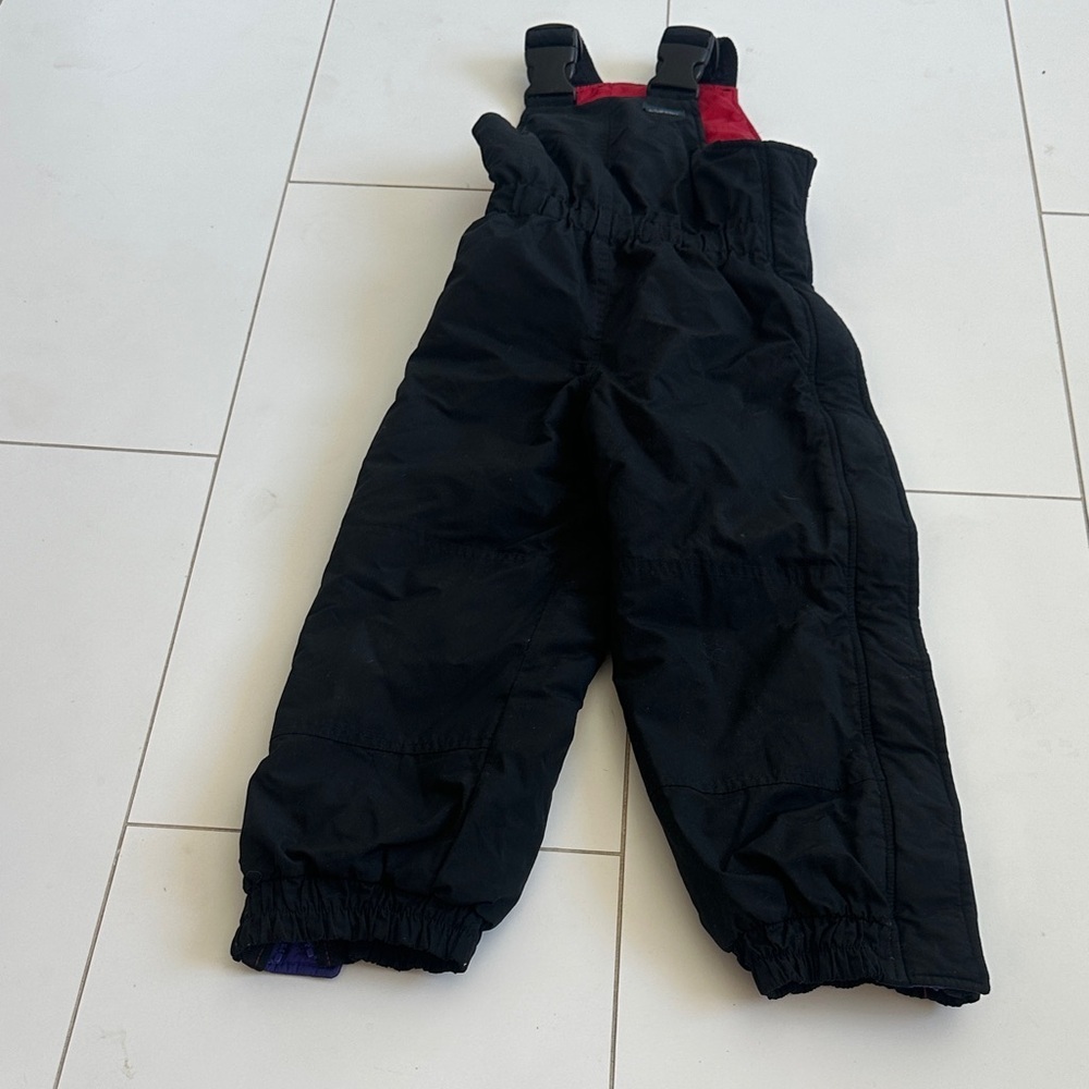 L.L. Bean Kids Black Overalls with Red Accents 4